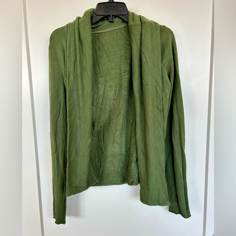 Olive cardigan, unknown brand, estimated size M-L